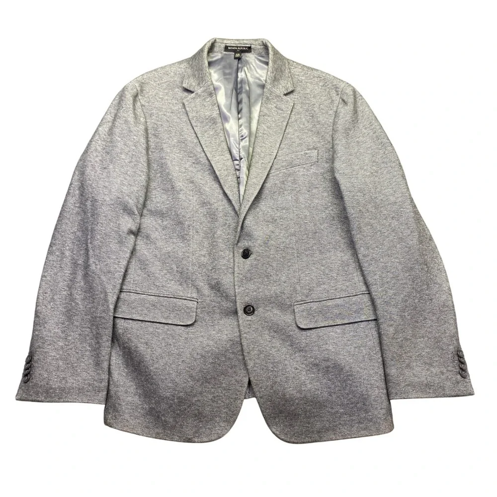 Banana Republic Mens 42R Slim Fit Grey Cotton Blazer Sport Coat 359401-00 Preppy